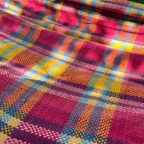handmade cotton‎ colourful hammock plaid pink yellow green gingham tartan purple - Picture 3 of 7